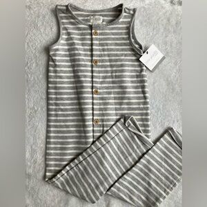 Little planet organics sleeveless romper grey off white  striped 5T NWT
